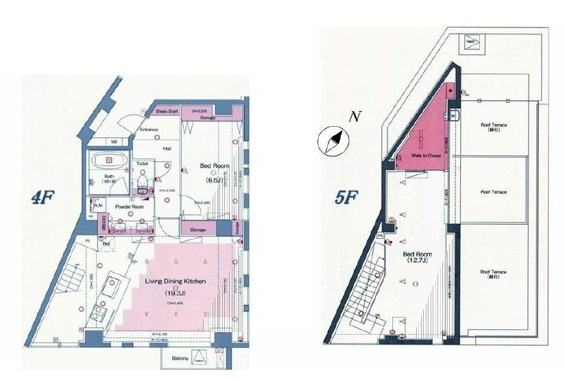 Floor plan. 2LDK, Price 79,800,000 yen, Occupied area 97.64 sq m , Balcony area 34.47 sq m
