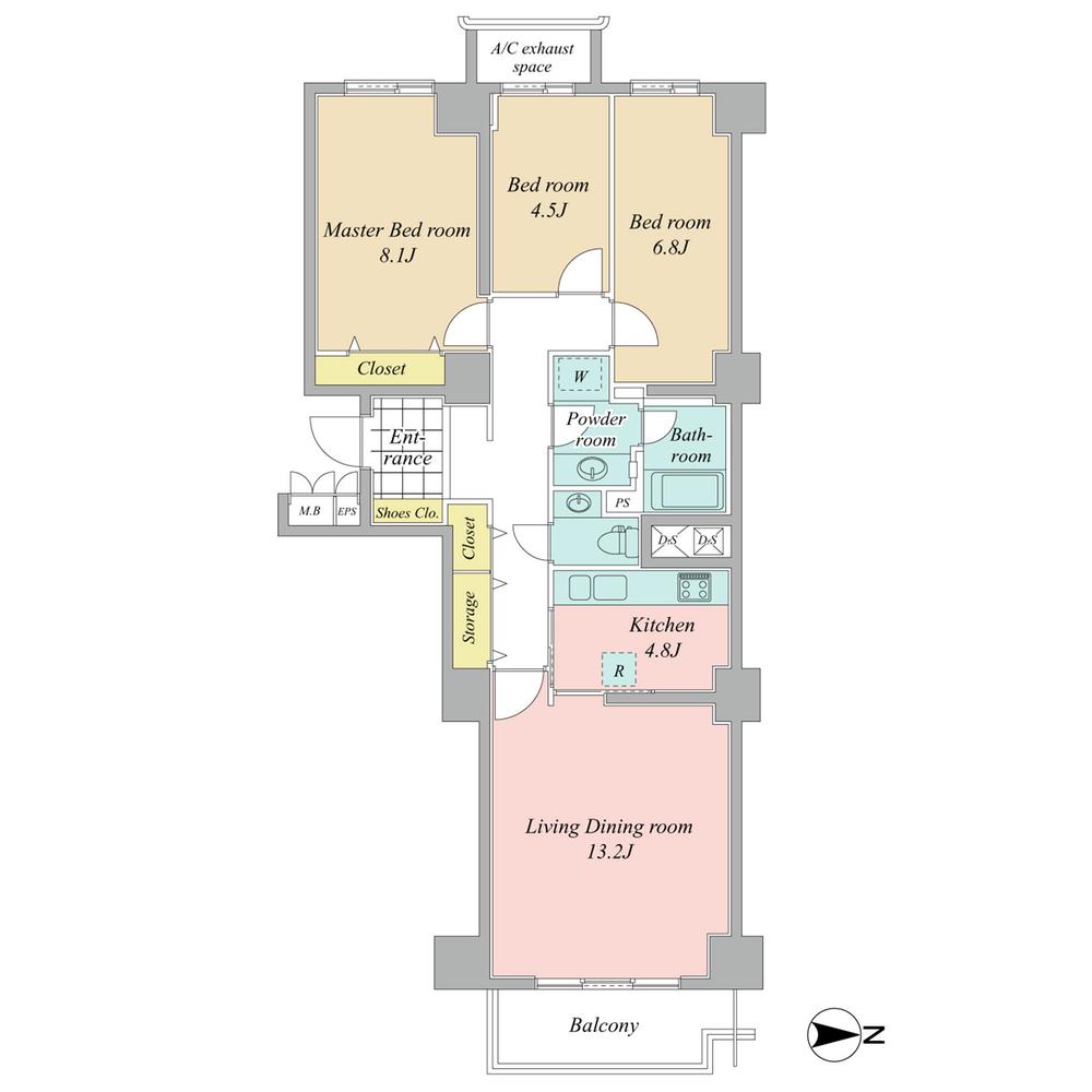 Floor plan. 3LDK, Price 99 million yen, Occupied area 88.98 sq m , Balcony area 5.15 sq m