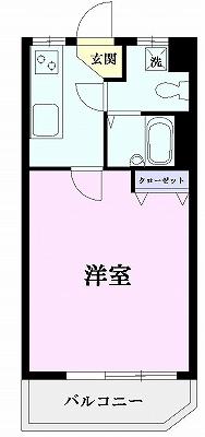 Floor plan. 1K, Price 8.8 million yen, Occupied area 24.26 sq m , Balcony area 4 sq m