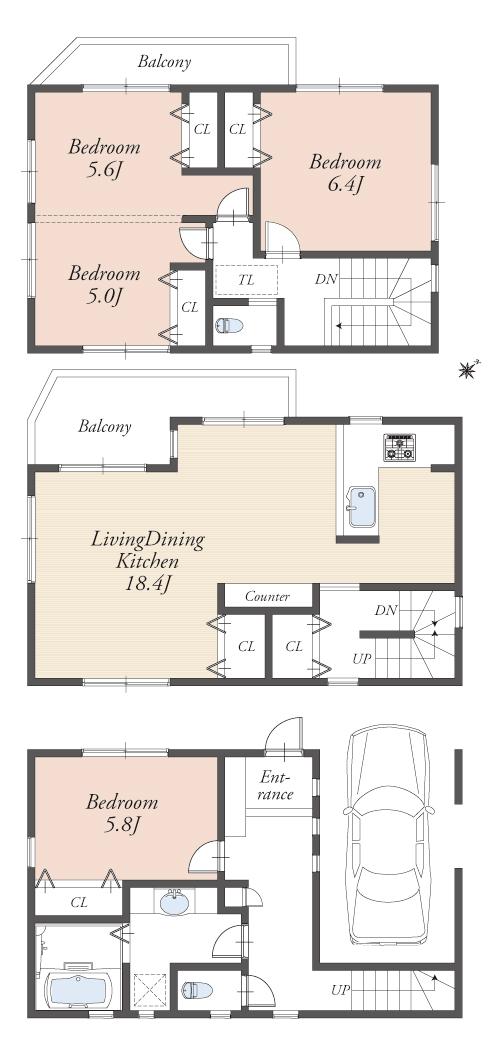 Floor plan. 67,800,000 yen, 4LDK, Land area 67.02 sq m , Building area 118.08 sq m 4LDK Building area 118.08 sq m
