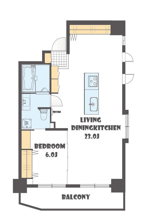 Floor plan. 1LDK, Price 49,800,000 yen, Occupied area 53.27 sq m , Balcony area 9.32 sq m