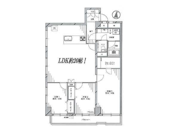 Floor plan. 3LDK, Price 59,800,000 yen, Occupied area 85.14 sq m , Balcony area 7.61 sq m