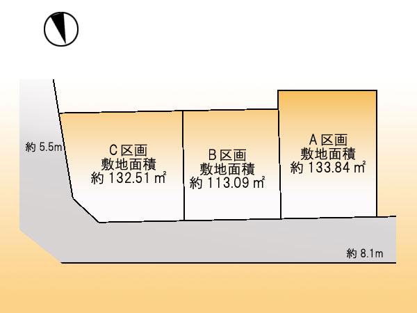 Compartment figure. Land price 100 million 74.8 million yen, Land area 133.84 sq m