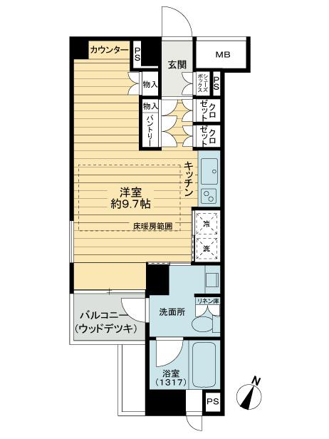 Floor plan. Price 33,500,000 yen, Occupied area 30.68 sq m , Balcony area 2.48 sq m