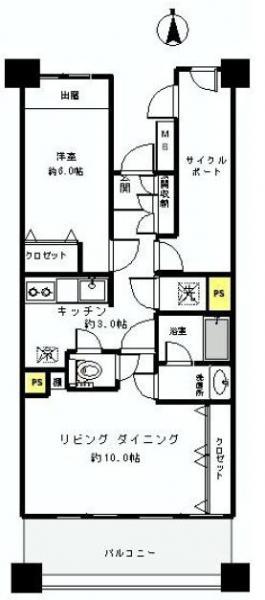 Floor plan. 1LDK+S, Price 52,800,000 yen, Occupied area 50.57 sq m , Balcony area 9.45 sq m