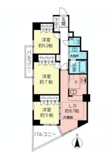 Floor plan. 3LDK, Price 48 million yen, Footprint 67.8 sq m , Balcony area 8.91 sq m