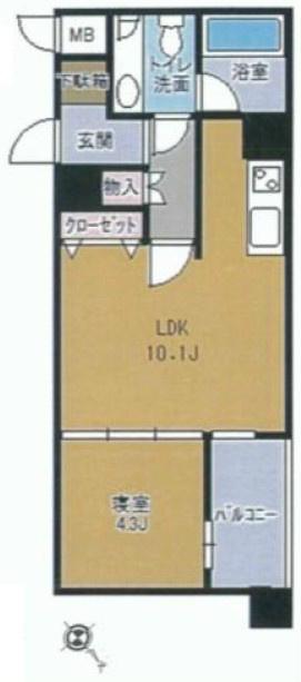 Floor plan. 1LDK, Price 42 million yen, Occupied area 36.07 sq m , Balcony area 3.78 sq m