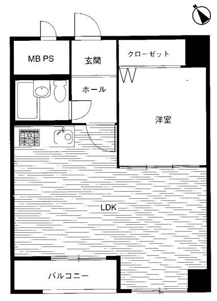Floor plan. 1LDK, Price 21,800,000 yen, Occupied area 43.57 sq m , Balcony area 2.83 sq m 1LDK, Bus is a toilet. April 2008. Renovation.