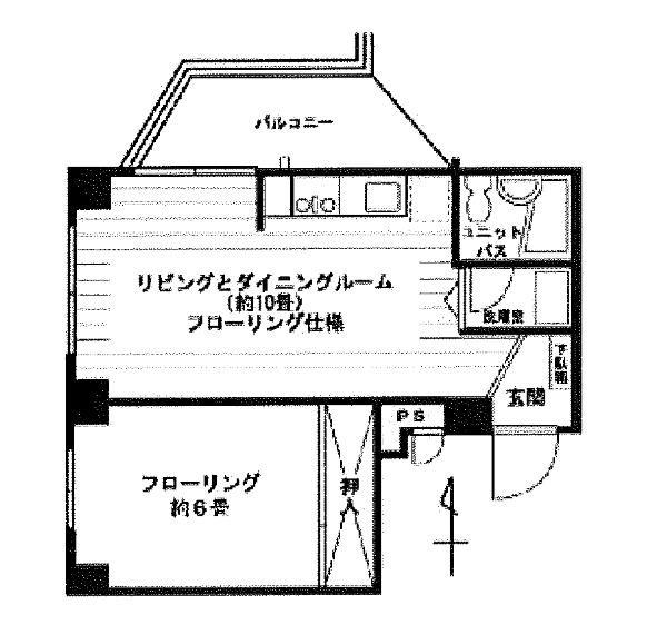 Floor plan. 1LDK, Price 22,700,000 yen, Occupied area 33.49 sq m , LDK + about 6 Pledge of bedroom balcony area 3.5 sq m about 10 Pledge, one person, It is wide enough for two people like.