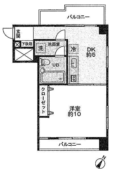 Floor plan. 1DK, Price 29,800,000 yen, Occupied area 35.13 sq m , Balcony area 8.33 sq m