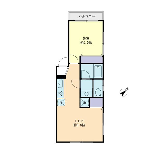 Floor plan. 1LDK, Price 19,800,000 yen, Occupied area 32.56 sq m