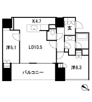Floor: 2LDK + TR, the occupied area: 67.43 sq m, price: 89 million yen, currently on sale