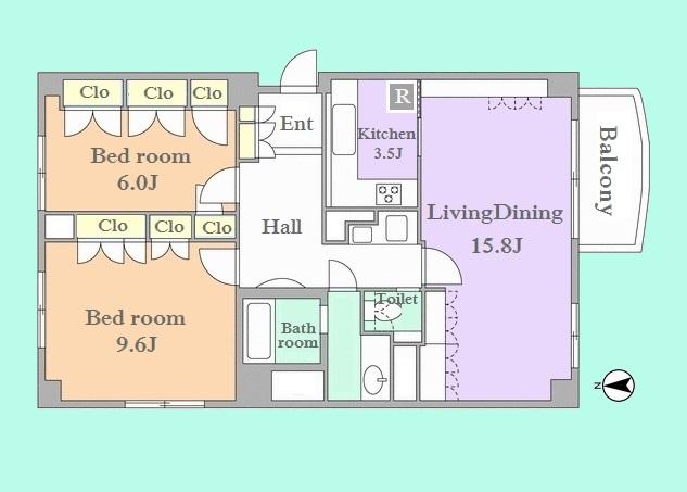 Floor plan. 2LDK, Price 87,500,000 yen, Occupied area 87.72 sq m , Balcony area 5.33 sq m