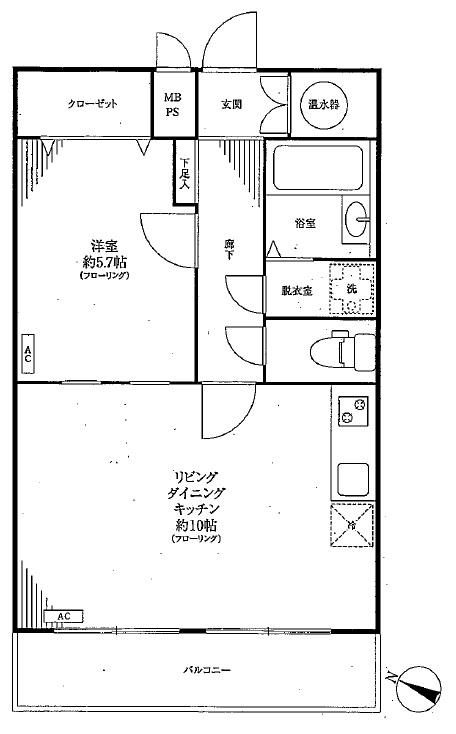 Floor plan. 1LDK, Price 20.8 million yen, Footprint 39.5 sq m , Balcony area 5 sq m 1LDK 11.94 tsubo