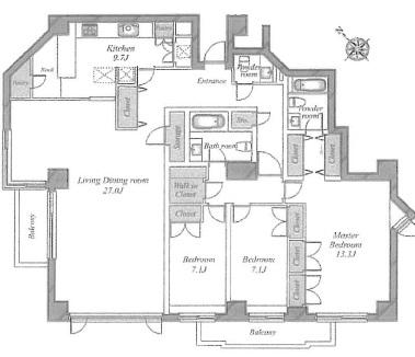 Floor plan. 3LDK, Price 128 million yen, Footprint 151.44 sq m