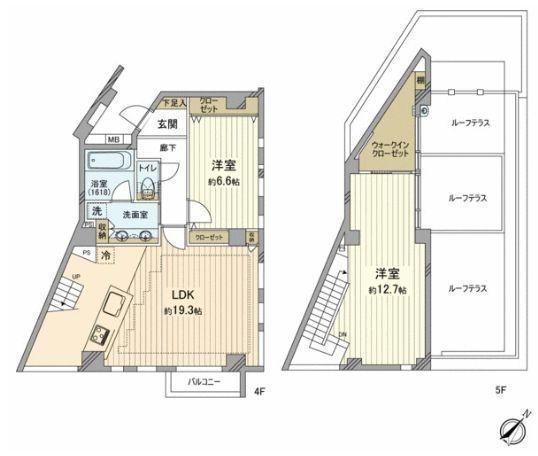 Floor plan. 2LDK, Price 79,800,000 yen, Occupied area 97.64 sq m , Balcony area 34.47 sq m