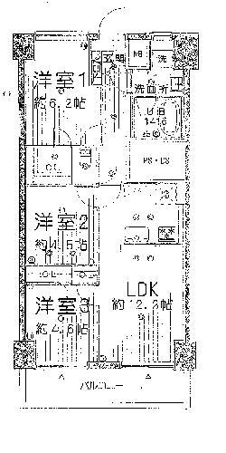 Floor plan. 3LDK, Price 35,700,000 yen, Occupied area 65.55 sq m , Balcony area 6.84 sq m