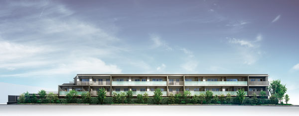 Features of the building.  [Exterior - Rendering] Ticking Uehara chome as a mansion. It was guarded in tranquil and green, "first-class low-rise exclusive residential area.". Stacked people of think you live that want to continue to protect the beautiful landscape, Cityscape, which is formed. This earth and Encounter, Mitsubishi Estate Residence will create a mansion of the total number of units 41 House.