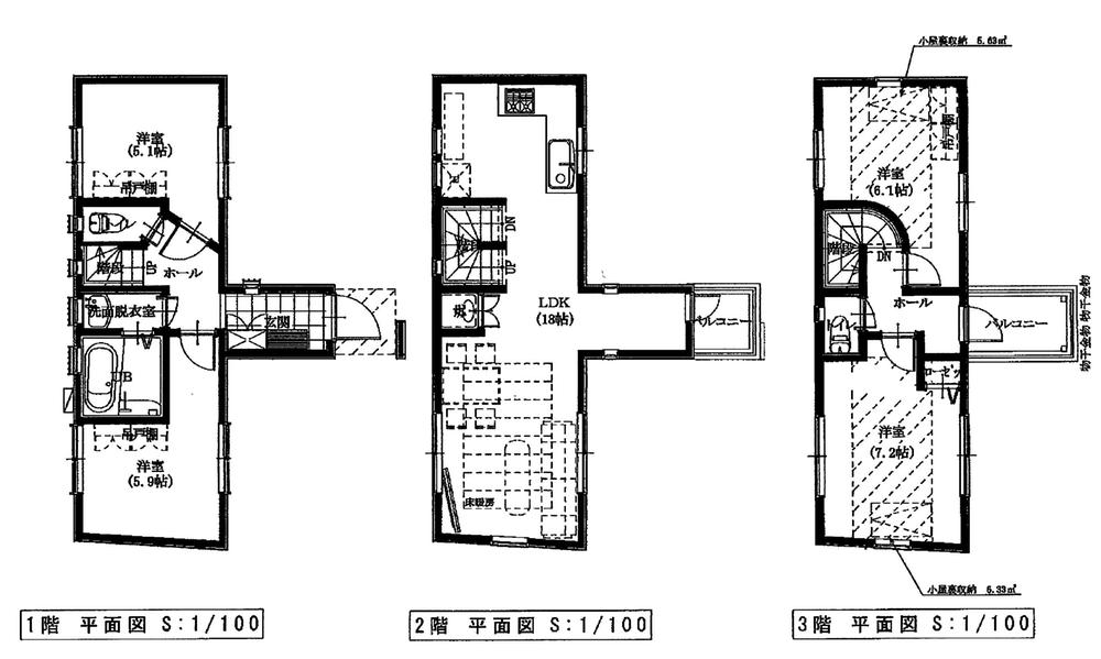 Floor plan. (C Building), Price 52,800,000 yen, 4LDK, Land area 70.44 sq m , Building area 91.59 sq m