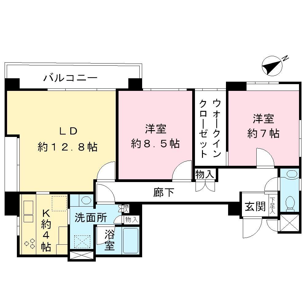 Floor plan. 2LDK, Price 49,800,000 yen, Occupied area 83.35 sq m , Balcony area 7.32 sq m