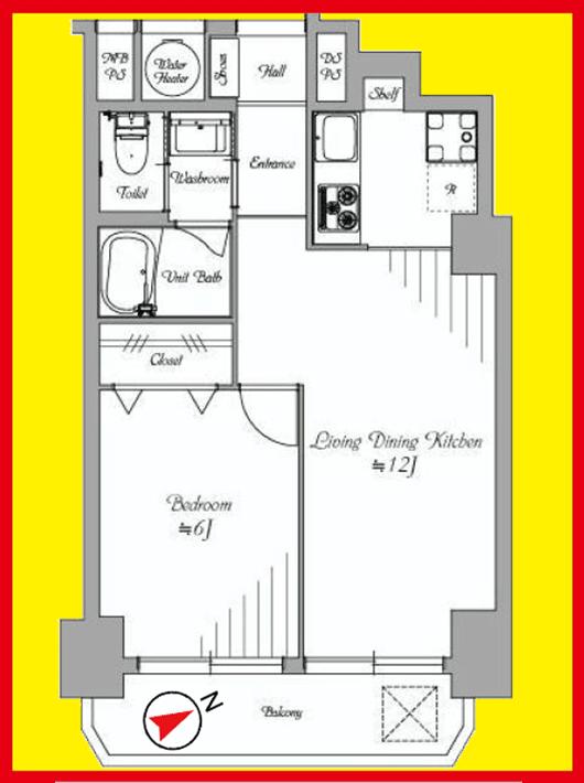 Floor plan. 1LDK, Price 22,800,000 yen, Occupied area 39.72 sq m