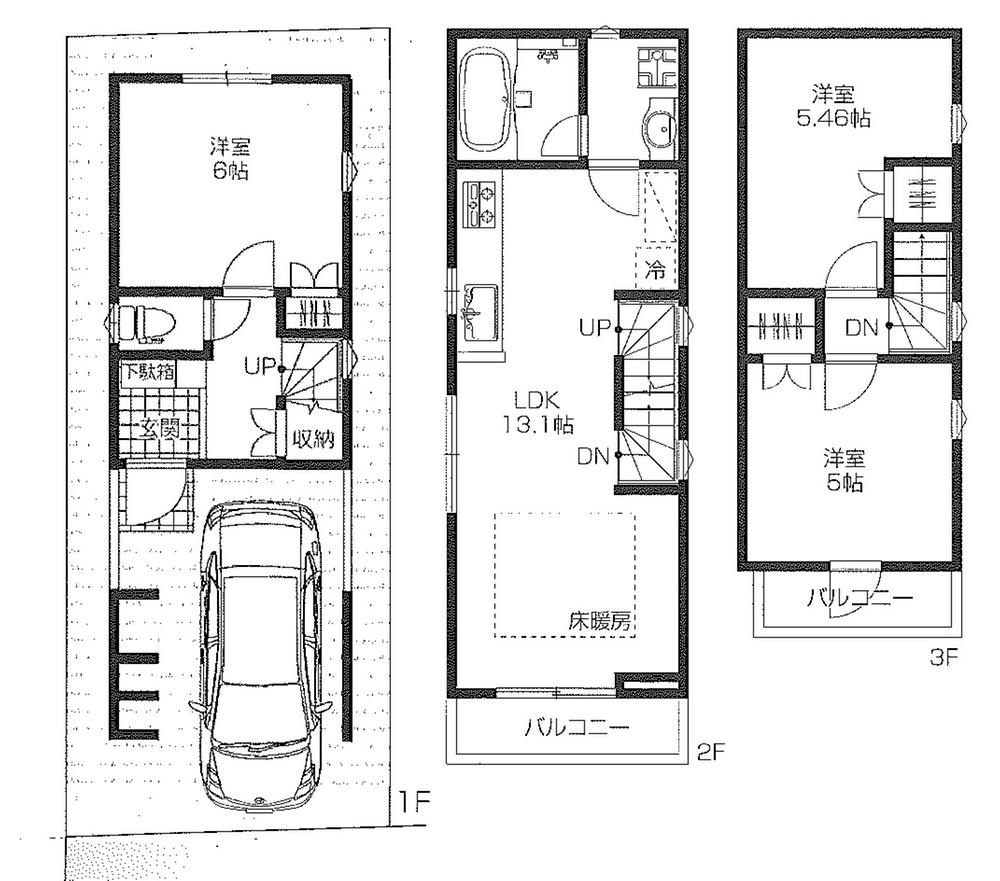 Floor plan. 59,800,000 yen, 3LDK, Land area 50.64 sq m , Building area 82.61 sq m