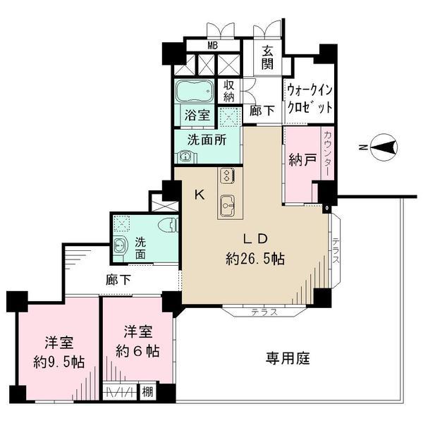 Floor plan. 2LDK + S (storeroom), Price 71,800,000 yen, Footprint 126.04 sq m footprint: 126.04 sq m