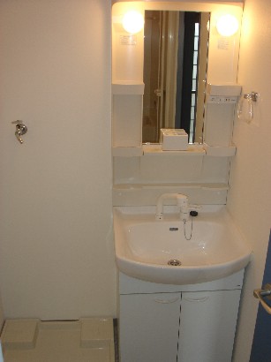 Washroom. Washing machine in the room