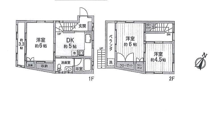 Floor plan. 50,900,000 yen, 3DK, Land area 46.73 sq m , Building area 52.38 sq m