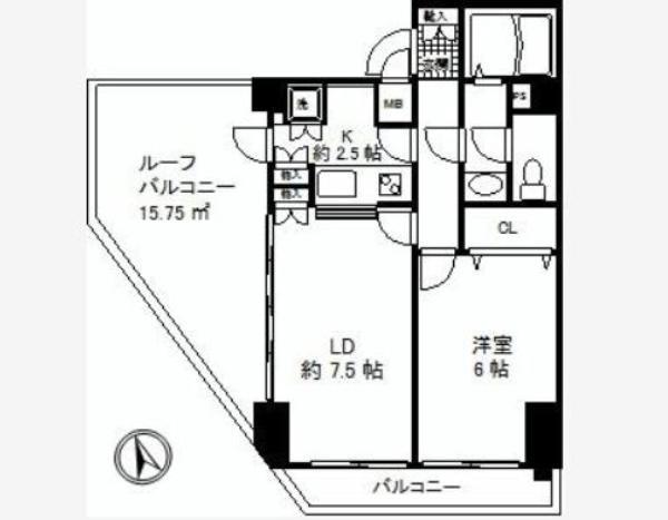Floor plan. 1LDK, Price 34,990,000 yen, Occupied area 42.12 sq m , Balcony area 20.87 sq m