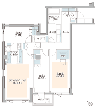 Floor: 3LDK + WIC, the occupied area: 97.17 sq m