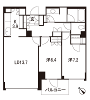 Floor: 2LDK + WIC, the occupied area: 73.65 sq m