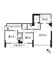 Floor: 2LDK + WIC, the occupied area: 75.71 sq m