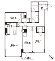 Floor: 3LDK + WIC, the occupied area: 97.17 sq m