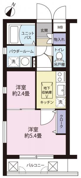 Floor plan. 2K, Price 22,900,000 yen, Footprint 27.9 sq m