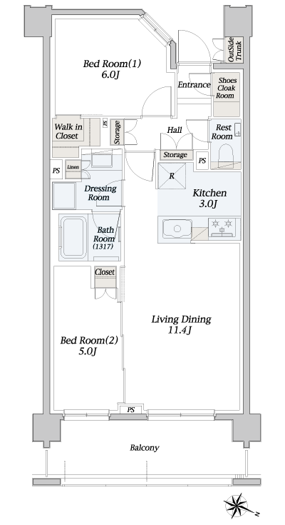 Floor: 2LDK, occupied area: 57.65 sq m, Price: TBD