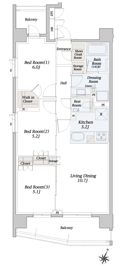 Floor: 3LDK, occupied area: 68.98 sq m, Price: TBD