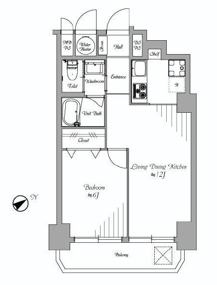 Floor plan. 1LDK, Price 22,800,000 yen, Occupied area 39.72 sq m , Balcony area 5.95 sq m