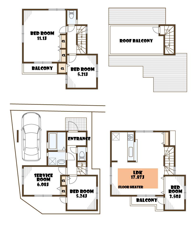 Floor plan. 63,800,000 yen, 4LDK + S (storeroom), Land area 66 sq m , Building area 115.5 sq m