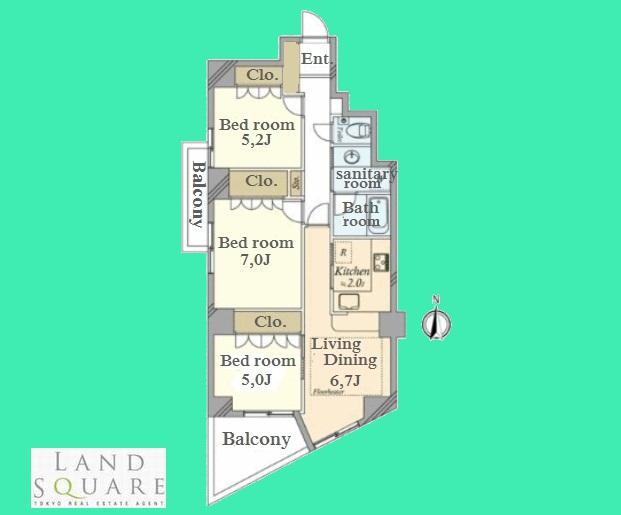 Floor plan. 3LDK, Price 48 million yen, Footprint 67.8 sq m , Balcony area 8.91 sq m