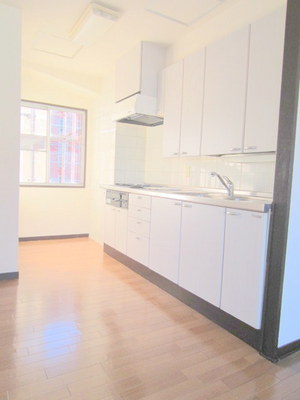 Kitchen. Bright kitchen with lighting window