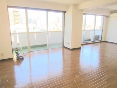 Living and room. Bright sunshine drenched from multifaceted window