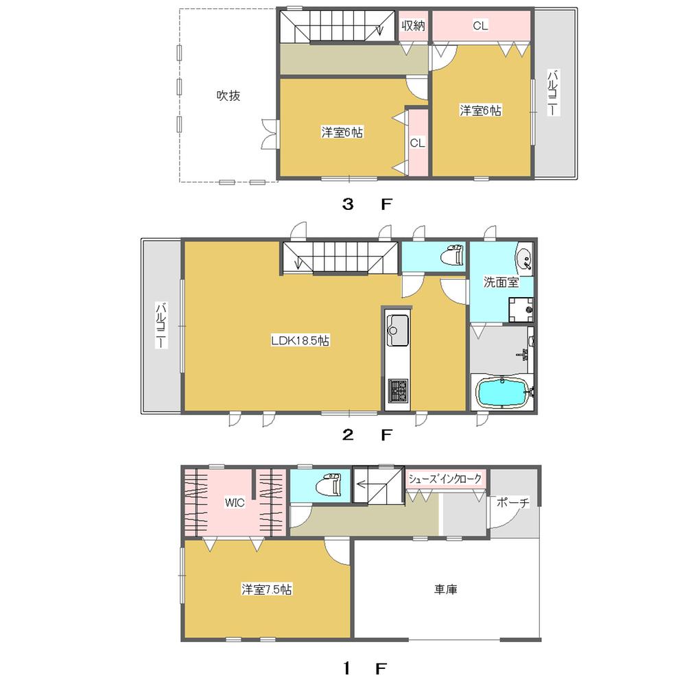 Building plan example (floor plan). Building plan example (A section) 3LDK, Land price 105 million yen, Land area 81.18 sq m , Building price 19,800,000 yen, Building area 115.64 sq m