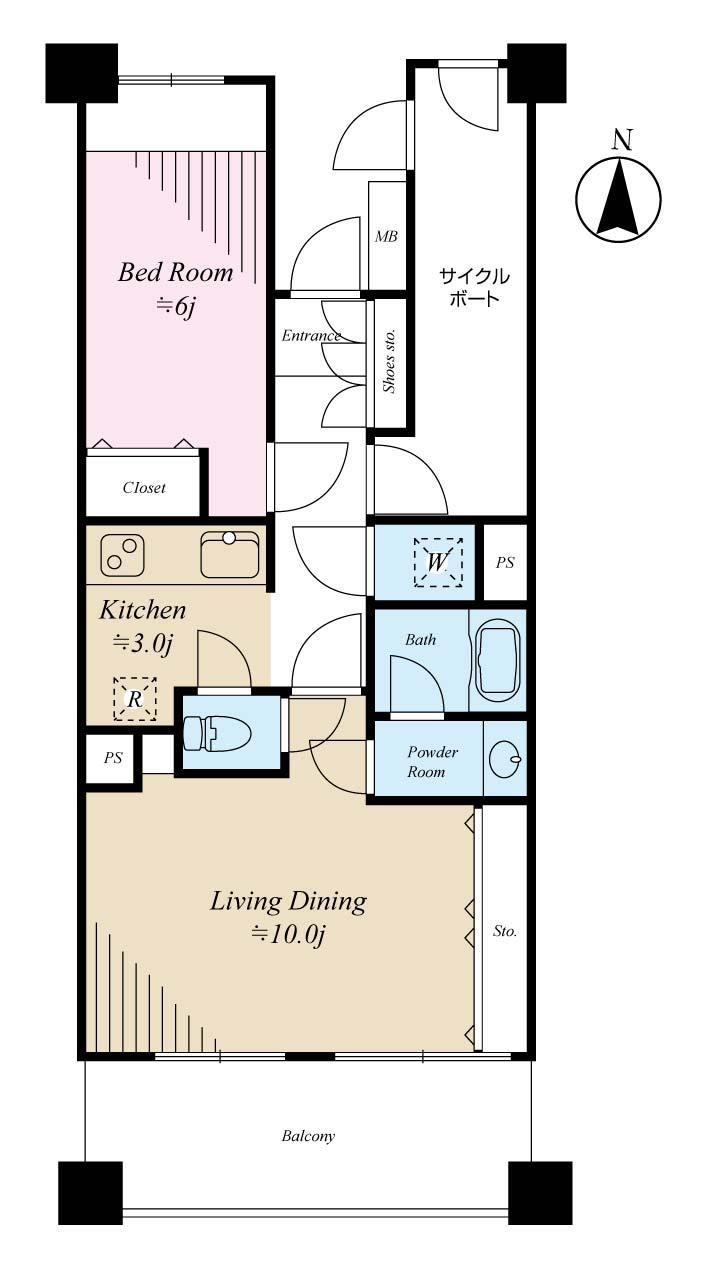 Floor plan. 1LDK + S (storeroom), Price 51,900,000 yen, Occupied area 50.57 sq m , Balcony area 9.45 sq m
