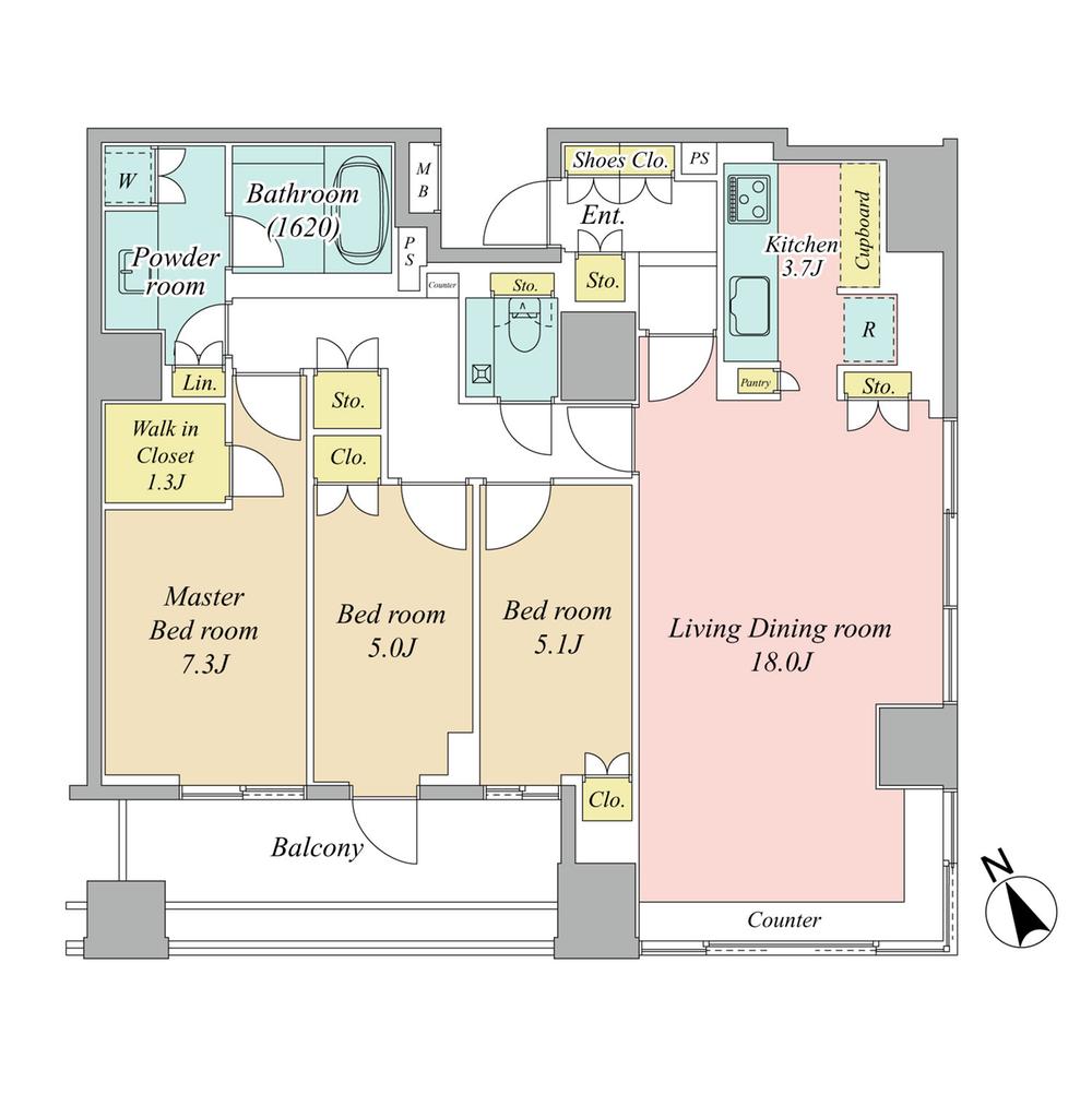 Floor plan. 3LDK, Price 139 million yen, Occupied area 98.66 sq m , Balcony area 11.07 sq m