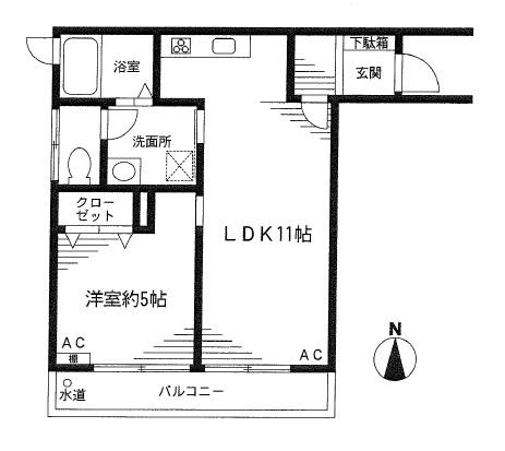 Floor plan. 1LDK, Price 13.8 million yen, Occupied area 33.33 sq m , Balcony area 4.18 sq m