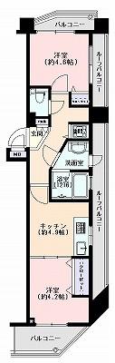 Floor plan. 2K, Price 35,800,000 yen, Occupied area 38.13 sq m , Balcony area 5.61 sq m