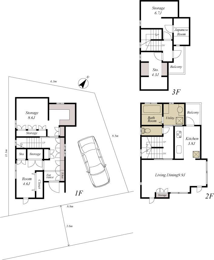 Floor plan. 197 million yen, 4LDK, Land area 79.86 sq m , Building area 90.83 sq m