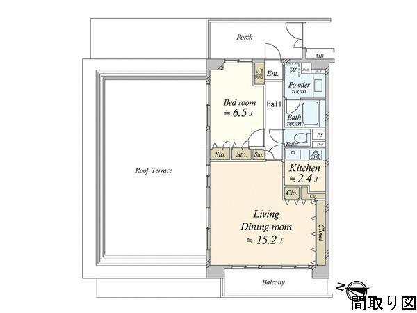 Floor plan. 1LDK, Price 49,800,000 yen, Footprint 55.4 sq m , Balcony area 6.72 sq m