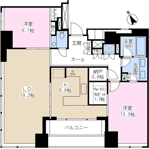 Floor plan. 2LDK, Price 180 million yen, Footprint 105.67 sq m , Balcony area 5.31 sq m